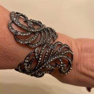 Black and Silver Leaf cuff bracelet
